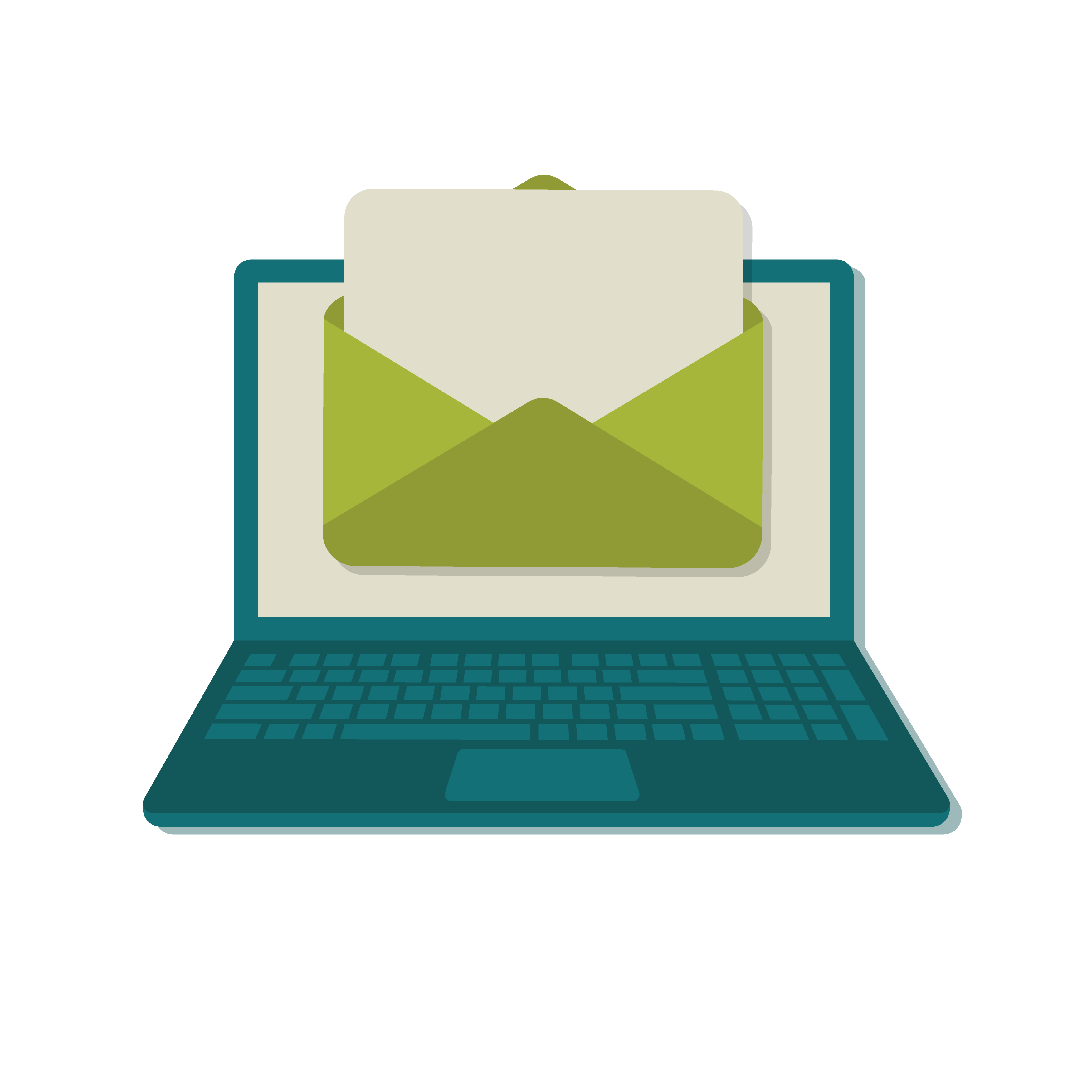 contact us graphic laptop with open email illustration